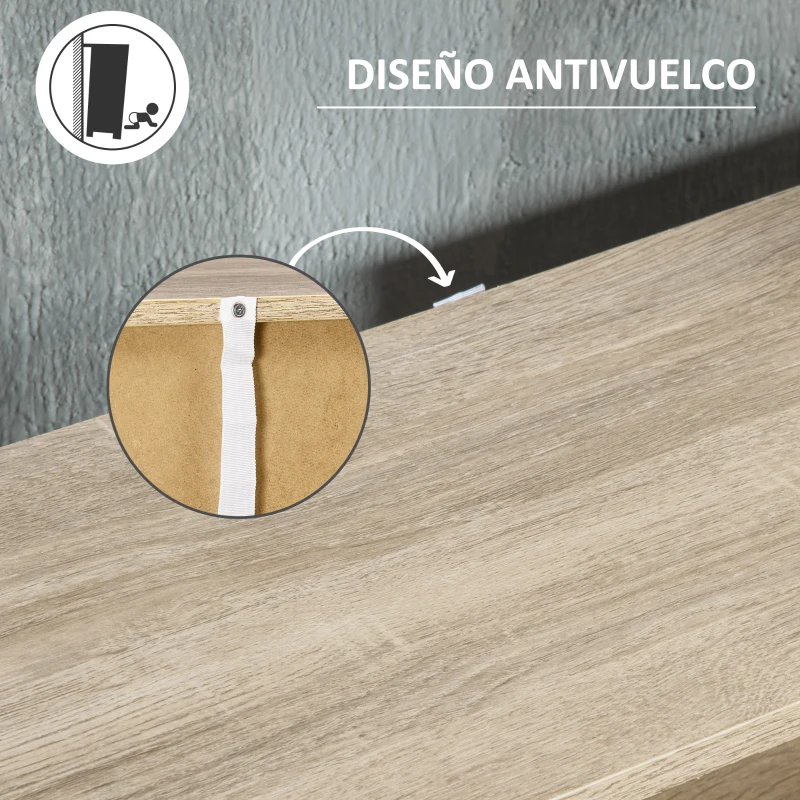 HOMCOM Mueble Zapatero para 8 Pares de Calzado con 2 Cajones Abatibles Armario y Balda 80x25,5x112,5 cm Natural y Blanco