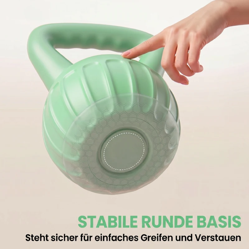 SPORTNOW Kettlebell Kugelhantel 6 kg Gewicht-Hantel mit Sand befüllt für Anfänger Zuhause Krafttraining 21 x 21 x 27 cm Grün