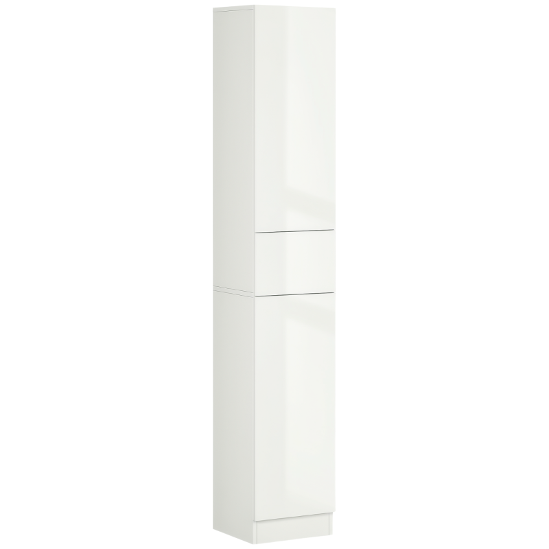 kleankin Columna de Baño con 1 Cajón y 5 Estantes Abiertos Mueble Auxiliar de Baño Estilo Moderno 30x28x170 cm Blanco
