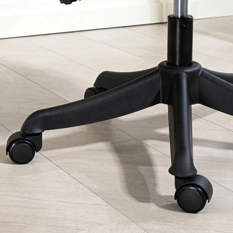 HOMCOM Silla de Oficina con Ruedas Altura Ajustable y Tapizado en Lino Sintético para Oficina o Estudio 53x43x85-93 cm Negro