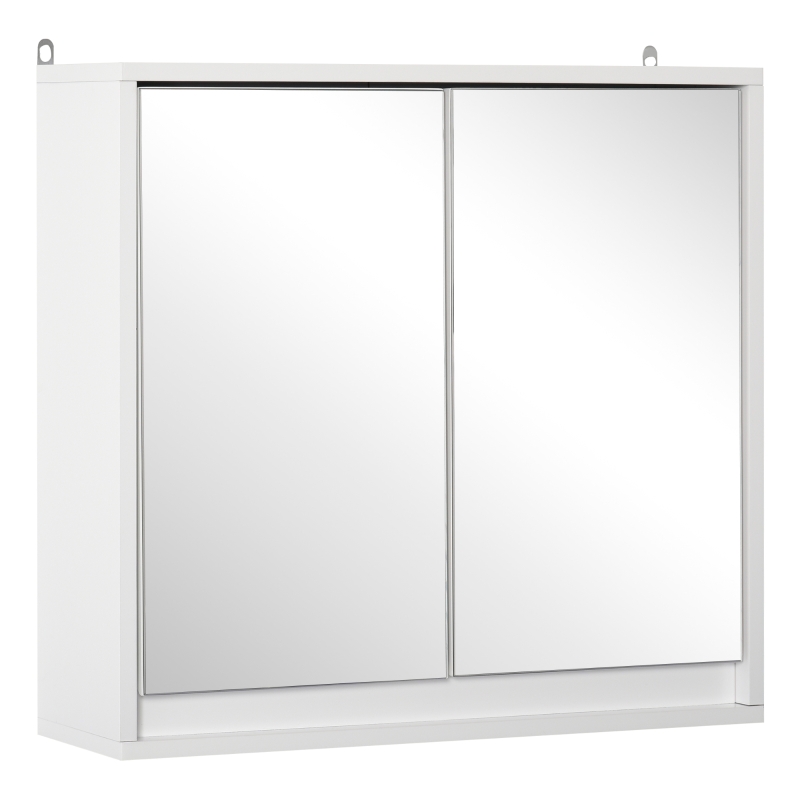 HOMCOM Armario de Baño con Espejo con 2 Puertas y Balda Ajustable Mueble Colgante de Estilo Moderno 48x14,5x45 cm Blanco