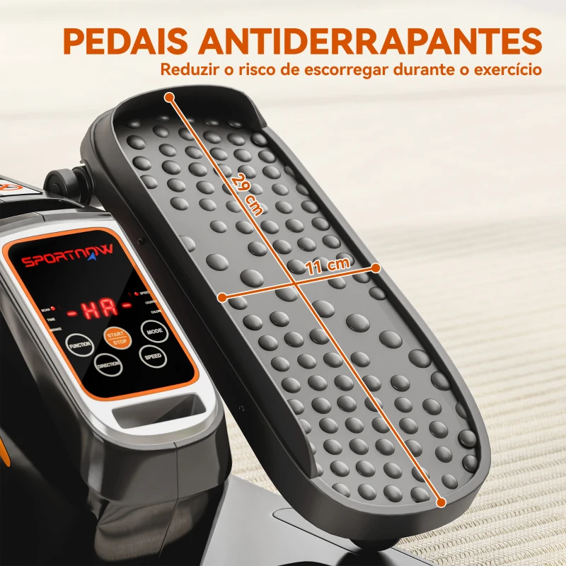SPORTNOW Mini Elíptica Elétrica com 12 Velocidades Modo Manual e Automático Ecrã LED e Pedais Antiderrapantes 40,7x36x21,5 cm Preto