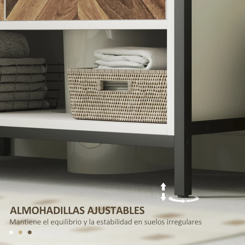 HOMCOM Mueble bajo Lavabo con 2 Puertas y Compartimento Abierto para Lavabo con o sin Pedestal 80x40x60 cm Crema y Nogal