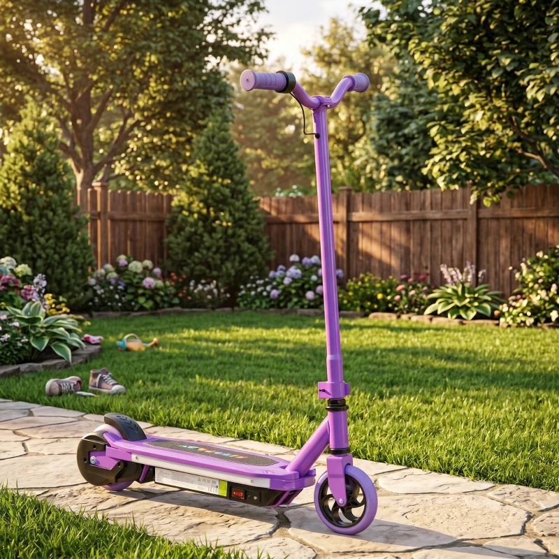 AIYAPLAY Electric Scooter for Kids 6-14 Years, with Colourful Lights, Purple