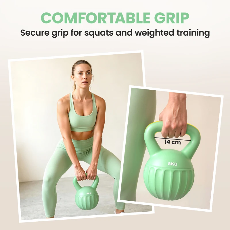SPORTNOW Kettlebell for Strength Training Kettle Bell with Non-Slip Handle 8 kg Green