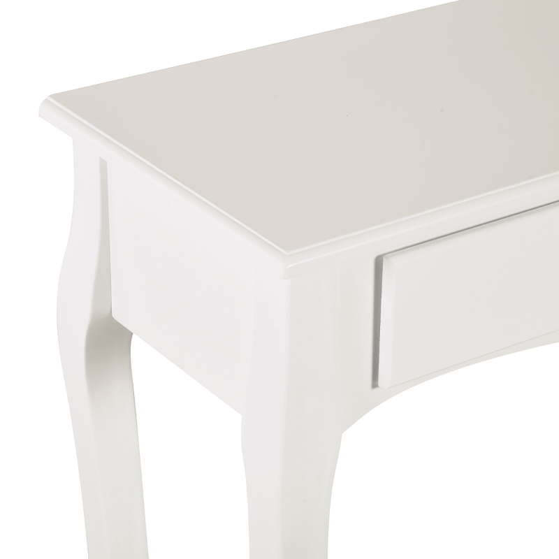HOMCOM Mesa Consola Aparador Salón Comedor Mueble Recibidor Mesa Auxiliar con Cajones y Estante Diseño Elegante 100x33x75cm Madera Color Blanco Brillo