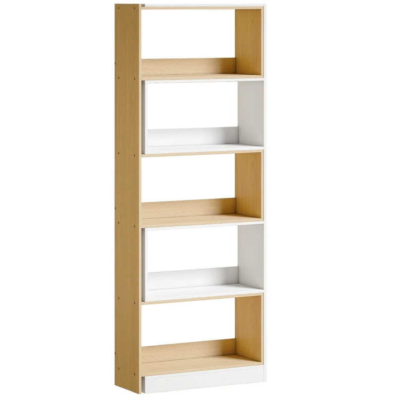 HOMCOM Bibliothèque d'angle rotative 350° à 5 niveaux, étagère de rangement extensible en forme L, 60-111x24x164cm, chêne