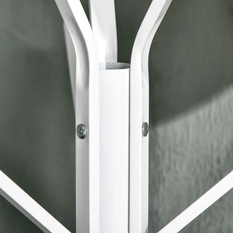HOMCOM Perchero de Pie Forma de Árbol Perchero para Ropa de Metal con 9 Ganchos y Estante Perchero Vintage 45x45x180 cm Blanco