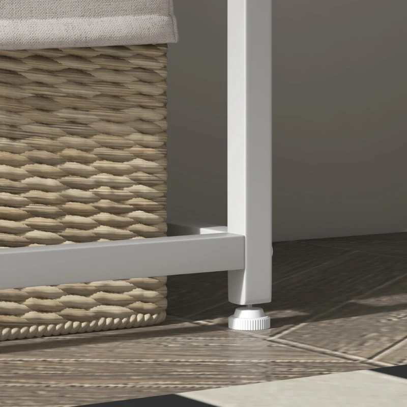HOMCOM Mesa de Entrada con Estante Abierto y Estructura de Acero Antivuelco para Salón Pasillo 100x30x87 cm Blanco