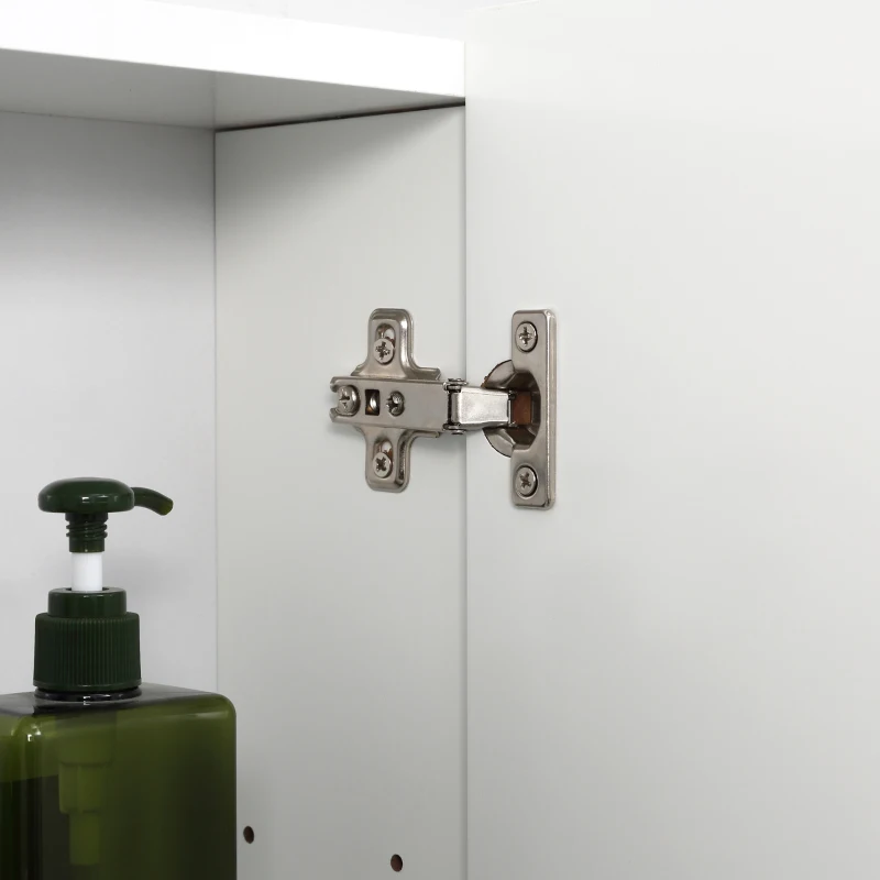 kleankin Mueble de Baño con Espejo Mueble de Pared para Baño con 3 Puertas y Estantes Internos Ajustables 70x15x60cm Blanco
