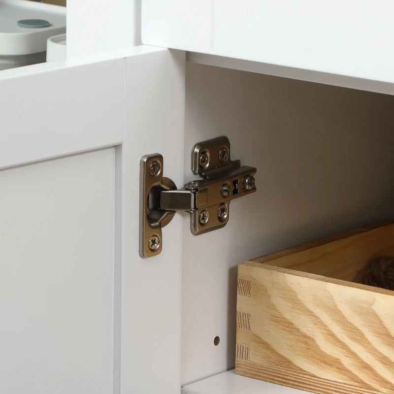 HOMCOM Aparador de Cocina con Armario 2 Cajones 2 Puertas de Vidrio y Estantes Ajustables Muebles Auxiliar de Almacenaje para Comedor Salón 120x40x90 cm Blanco