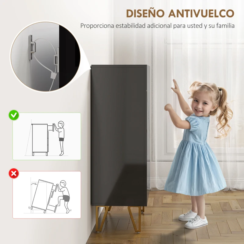 HOMCOM Zapatero de Entrada Recibidor con Estantes Ajustables Cierre Suave para 15-20 Pares de Zapatos 72x31,5x95 cm Negro