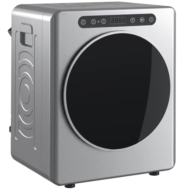 HOMCOM Sèche linge à évacuation, sèche-linge électrique 1000 W 3 Kg, 6 modes de séchage, minuterie, acier inoxydable, argent