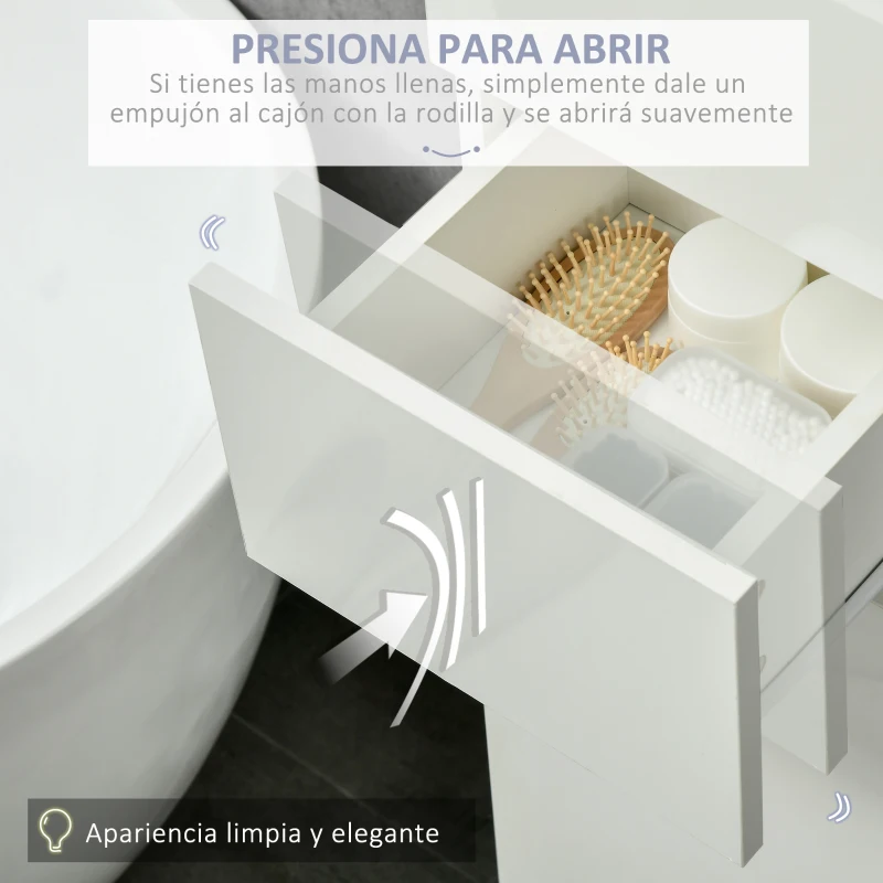 kleankin Columna de Baño con 1 Cajón y 5 Estantes Abiertos Mueble Auxiliar de Baño Estilo Moderno 30x28x170 cm Blanco