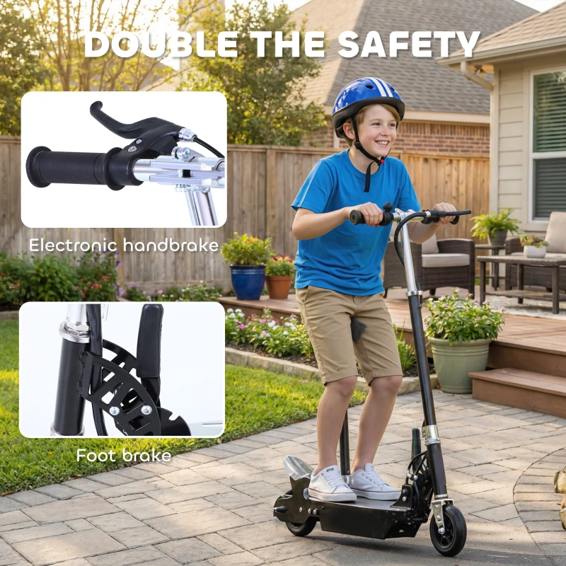 HOMCOM Foldable Powered Scooter with Adjustable Seat, Brake, Black