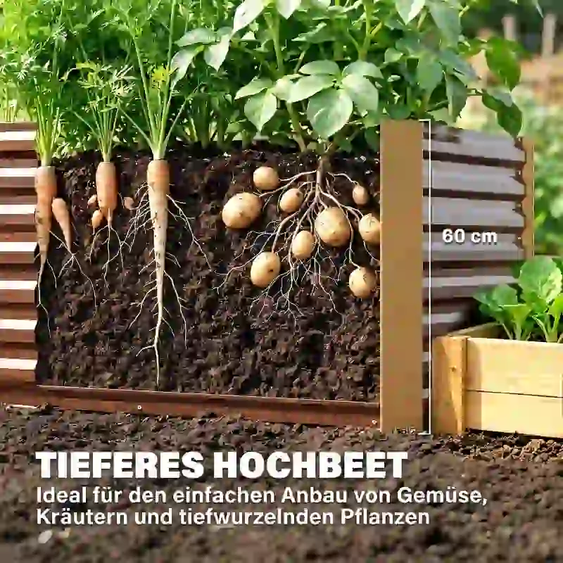 Outsunny Hochbeet 2er-Set, Pflanzkasten, extra tief, Metall, 120 x 60 x 60 cm Braun