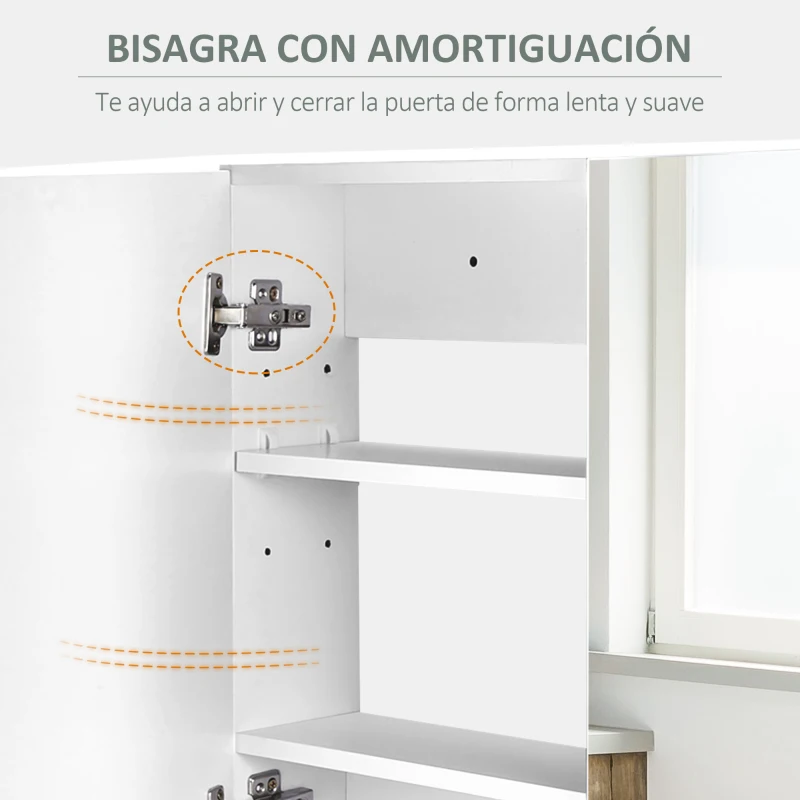 HOMCOM Armario de Baño con Espejo Armario de 2 Puertas con 3 Estantes Interiores Estilo Moderno para Dormitorio Salón 80x15x60 cm Lila Claro