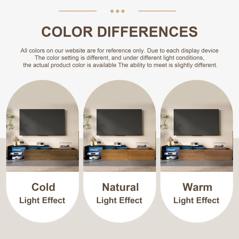 Modern TV Cabinet with Triple-Layer Glass Shelves, Low-Profile TV Stand with Smart Storage, 170L x 33W x 33.5H cm, Black+Natural+Wood