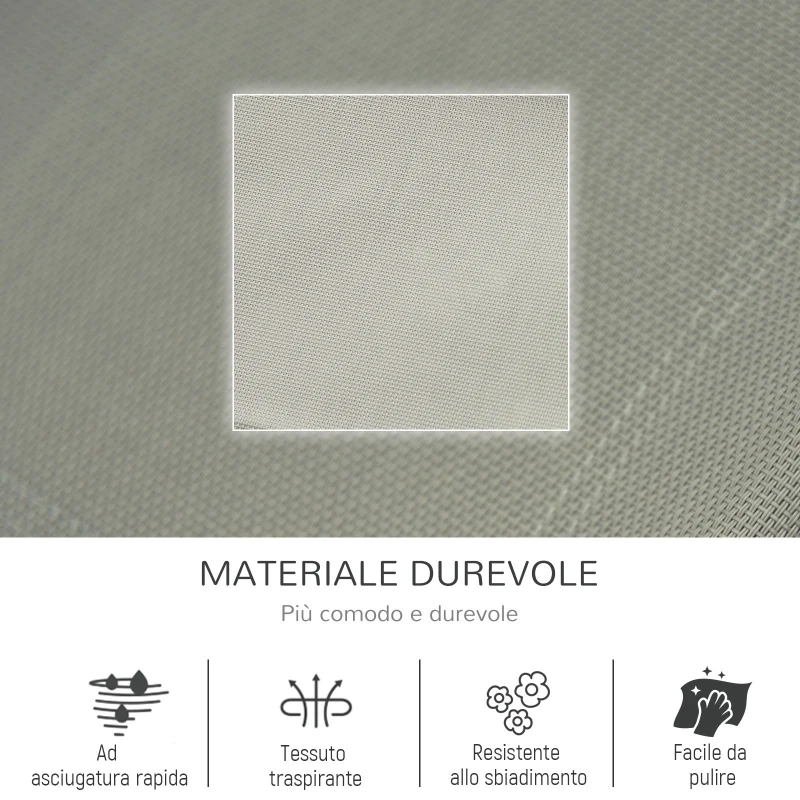 Outsunny Poltrona a Dondolo da Giardino con Poggiatesta e Tasca Laterale, 150x62x88 cm, Nero e Grigio