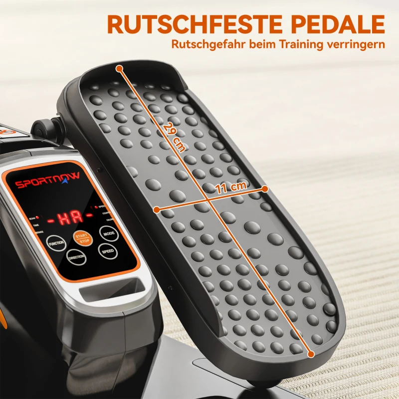 SPORTNOW Elektrische Elliptische Trainer, Pedalentoestel met 12 Aanpasbare Snelheden, Draagbaar, Licht, Afstandsbediening, LED-Monitor, Staal, Kunststof, Zwart