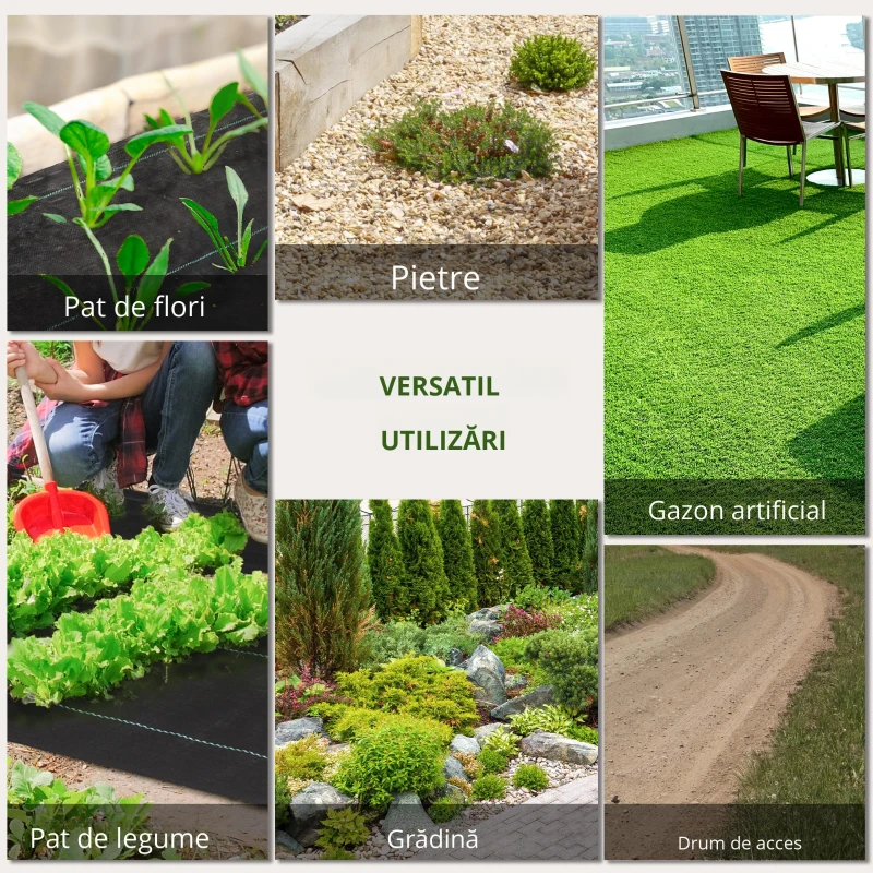 Outsunny 2 x 25 m Bariere Impotriva Buruienilor, Tesatura pentru Peisaj, pentru Controlul Buruienilor in Sere si Gradini, Robusta si Usor de Montat