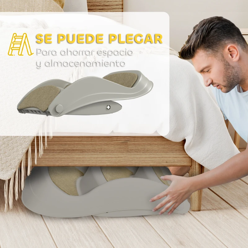 PawHut Escalera para Perros Pequeños Plegable 3 Peldaños Escalones para Perros con Alfombras Antideslizantes 49x38x38 cm Gris