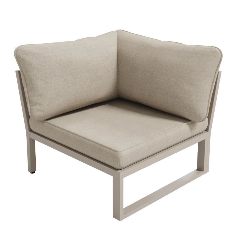 Modern Garden Corner Sofa Set with High‑Density Foam Cushions, Weatherproof Outdoor Set for 6-7 People, 120L x 65W x 66.5H cm, Beige
