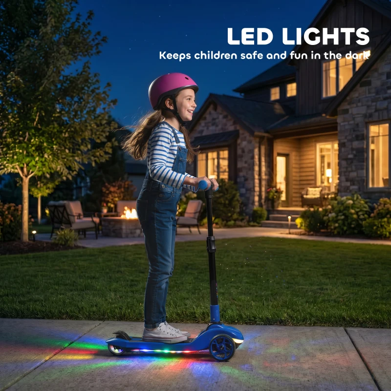AIYAPLAY Three-Wheel Foldable Electric Scooter for Kids Aged 6-10 Years, Blue