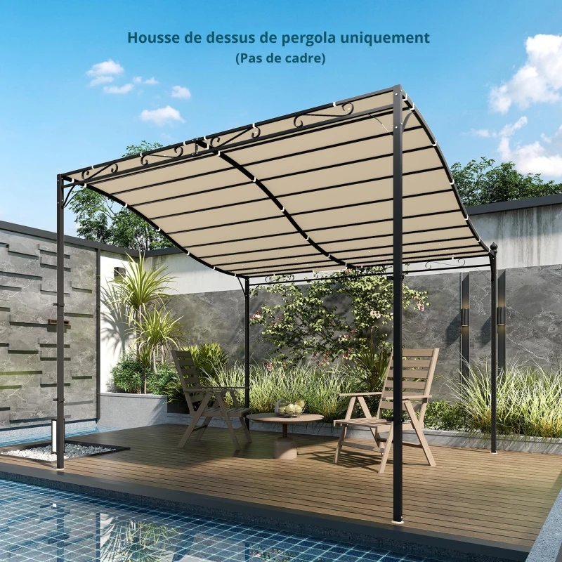 Outsunny Toile de rechange pour pergola, voile d'ombrage pour terrasse, bâche de rechange pour pavillon 3 x 3 m 298 x 293 cm, blanc crème