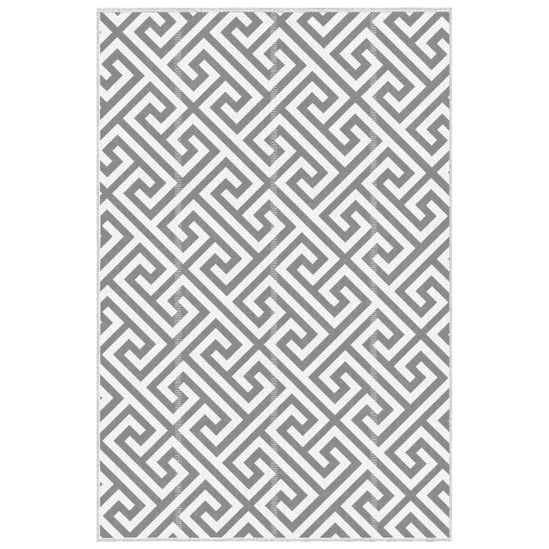 Outsunny Outdoor Rug Reversible Mat Plastic Straw Rug Portable RV Camping Mat for Garden Picnic Indoor, 152x243cm, Light Grey