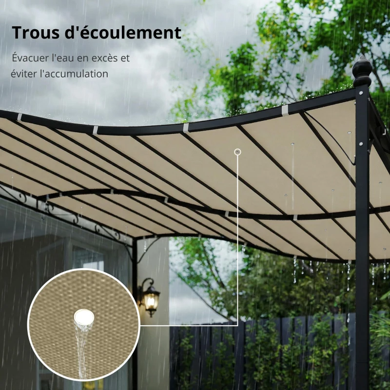 Outsunny Toile de rechange pour pergola, voile d'ombrage pour terrasse, bâche de rechange pour pavillon 3 x 3 m 298 x 293 cm, blanc crème