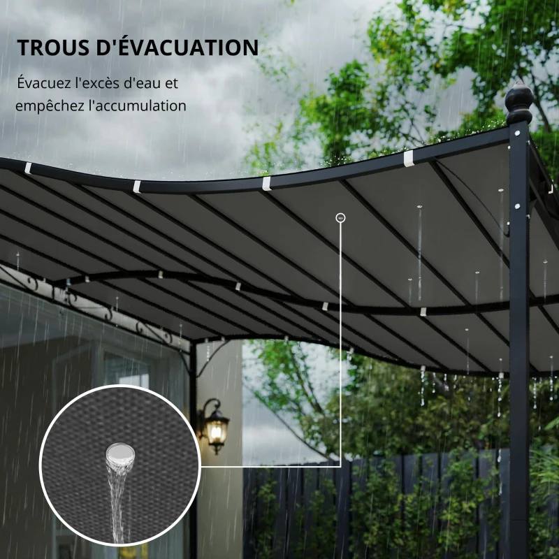 Outsunny Toit de rechange pour pergola Voile d'ombrage pour couverture de terrasse Bâche de rechange pour pavillon 3 x 3 m 298x293 cm Gris foncé