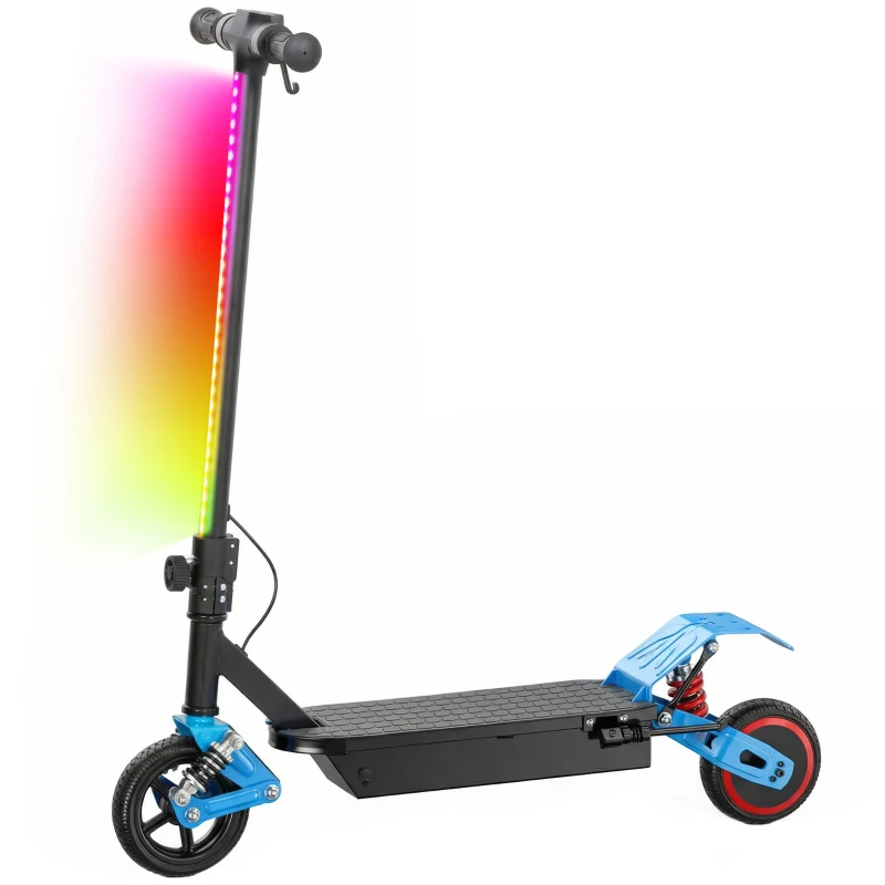AIYAPLAY Foldable Kids Electric Scooter with LCD Display, Dual Shock Absorption, Up to 15 KM/H, Max Range 6 KM for Age 6-14, Blue