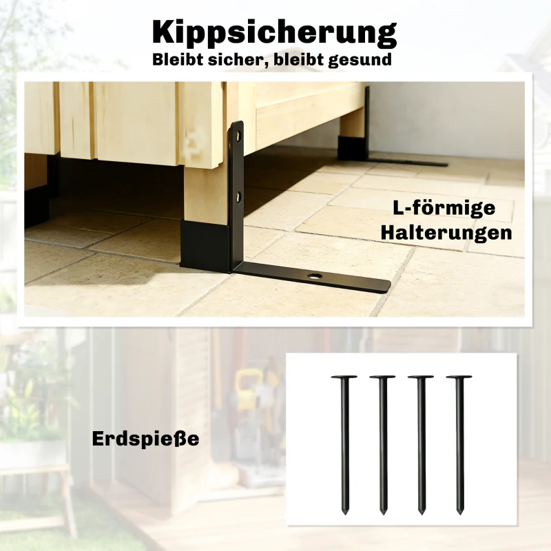 Outsunny Gartenschrank Holz extra hohe Geräteschuppen mit verstellbar Ablage magnetisch Tür galvanisiert Dach Belüftung