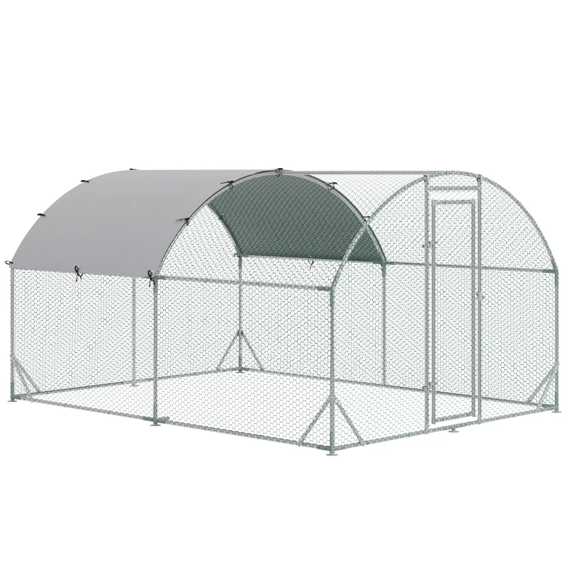 PawHut Gehege für Kleintiere, Outdoor-Freilaufgehege für Hühner, Kaninchen, Enten, stabile Konstruktion, Stahl und Oxford-Stoff