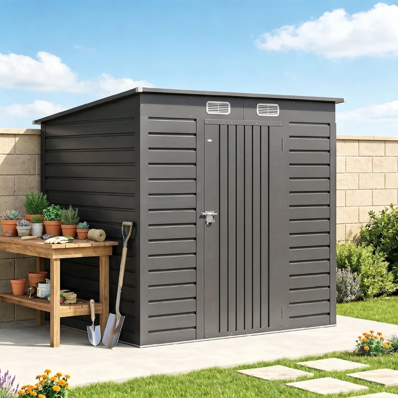 Outsunny Abri de jardin 2,3m² - pour Outils - cabanon Porte verrouillable - dim. 191L x 130P x 166,5-183H cm - acier