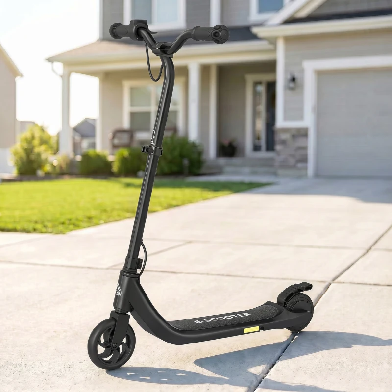 HOMCOM 120W Electric Scooter, E-Scooter, Adjustable Height, Rear Brake, for Ages 6+, Black