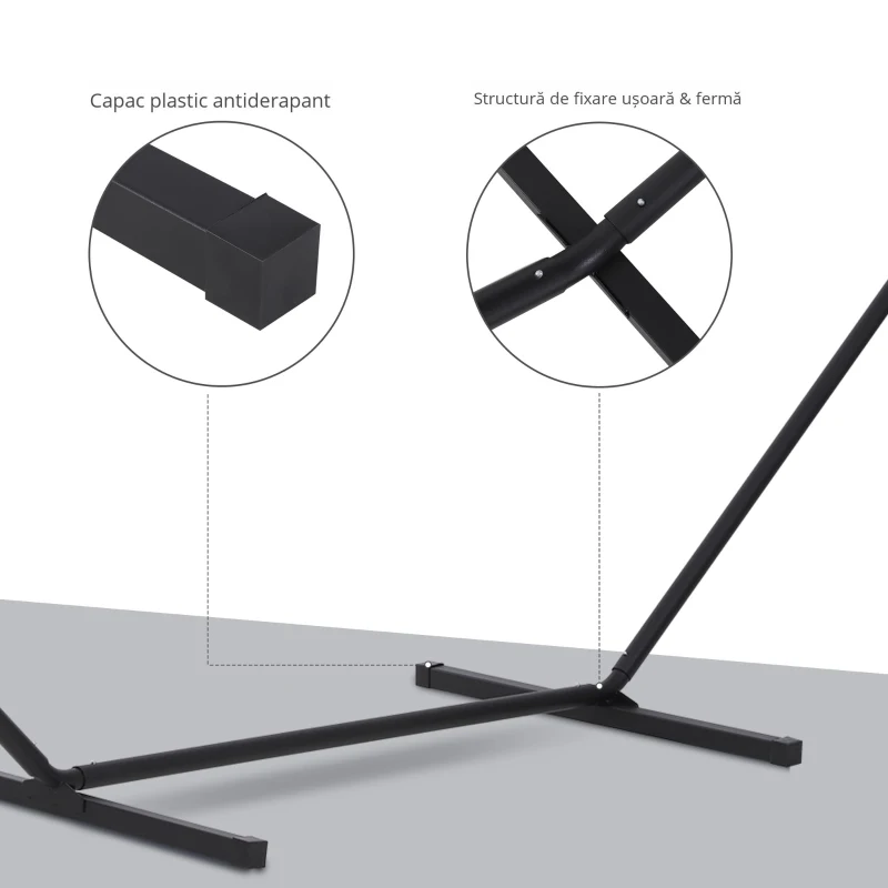 Outsunny Schelet pentru Hamac Greutate Maxima 120Kg in Metal, Negru, 360x92x112cm