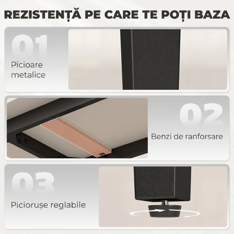 HOMCOM Masă 4 locuri, blat din piatră sinterizată, picioare metalice, Maro