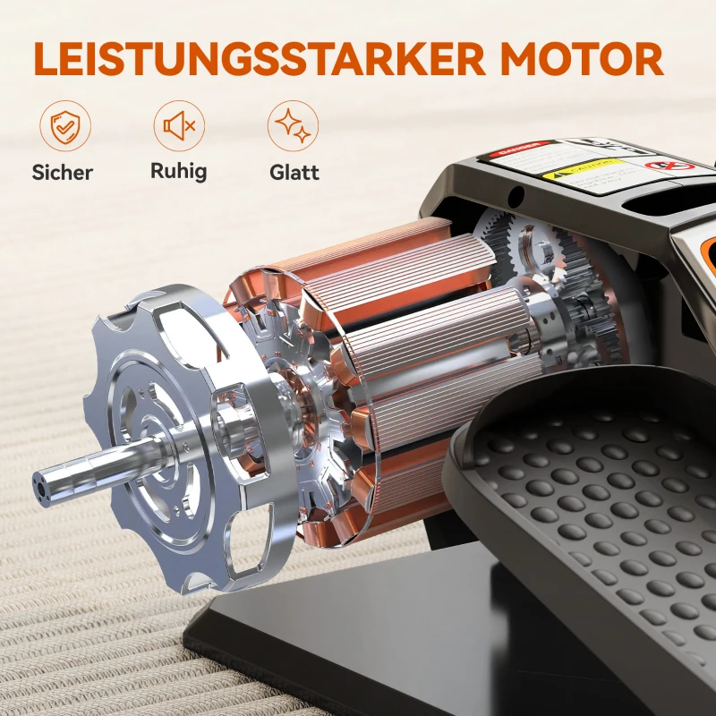 SPORTNOW Elektrische Elliptische Trainer, Pedalentoestel met 12 Aanpasbare Snelheden, Draagbaar, Licht, Afstandsbediening, LED-Monitor, Staal, Kunststof, Zwart