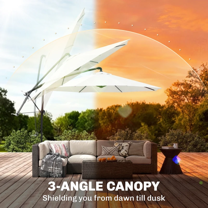 Outsunny 3M Banana Umbrella Parasol-Cream White