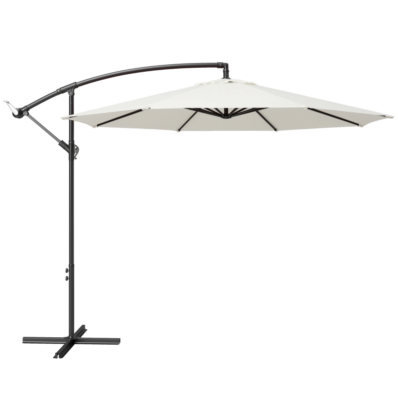 Outsunny 3M Banana Umbrella Parasol-Cream White