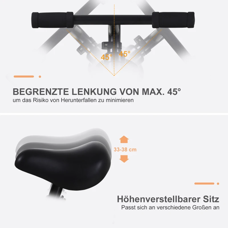 HOMCOM loopfiets kinderfiets loopfiets zijwielen pedalen 2-5 jaar zwart