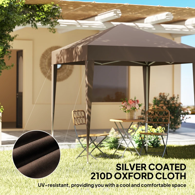 Outsunny 2 x 2 m Garden Pop Up Gazebo, Wedding Party Tent Marquee, Water Resistant Awning Canopy with Sidewalls, Windows, Carry Bag, Coffee(m-5)