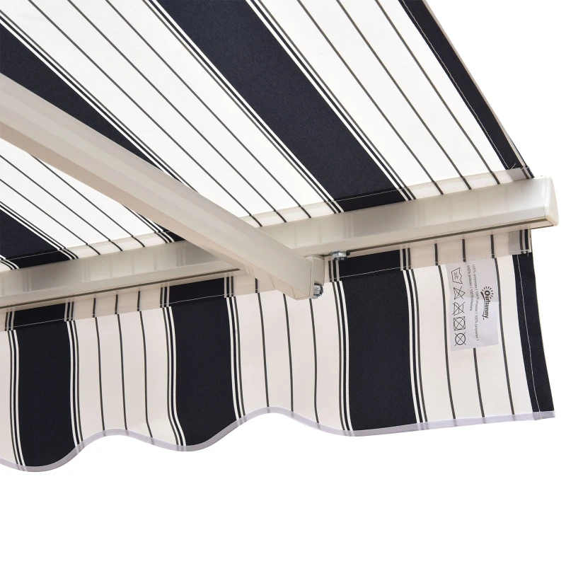 Outsunny 2.5x2 m Manual Retractable Awning, Garden Awning with 90% UV block -Dark Blue/White Stripes