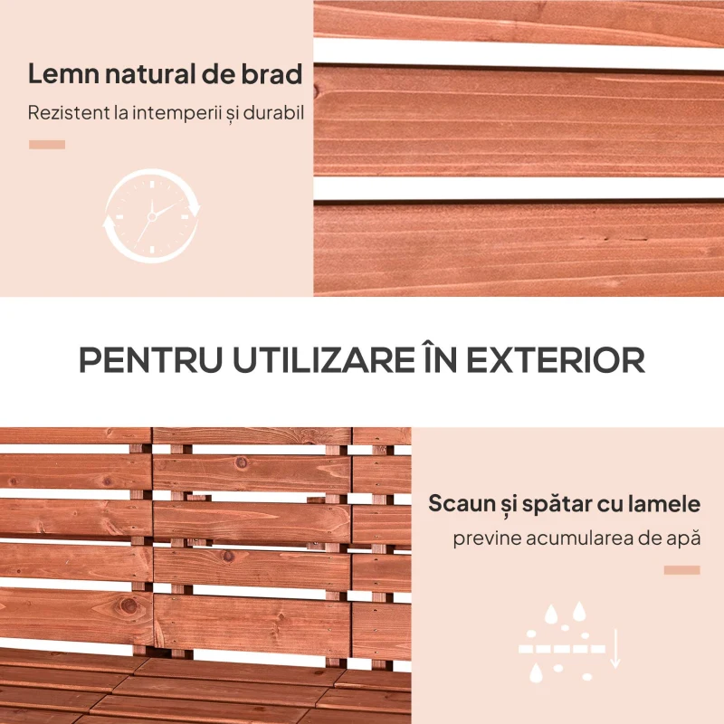 Outsunny Set 2 Scaune de Gradina cu Masuta pentru cafea, in Lemn 160x68x92cm