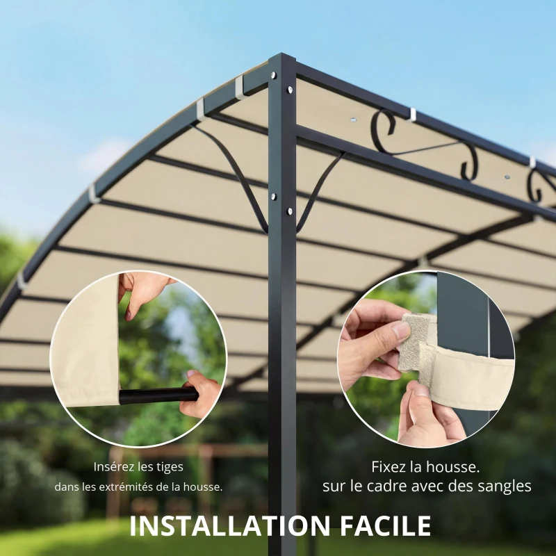 Outsunny Toile de rechange pour pergola, voile d'ombrage pour terrasse, bâche de rechange pour pavillon 3 x 3 m 298 x 293 cm, blanc crème