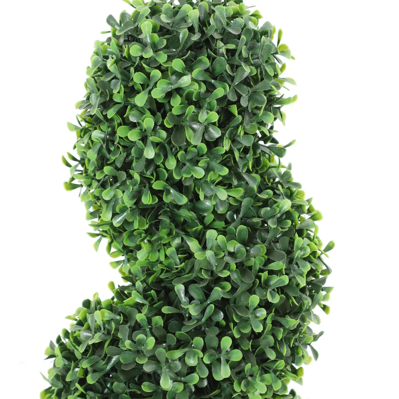 HOMCOM Set of 2 Artificial Plants, Topiary Spiral Boxwood Trees with Pot, for Home Indoor Outdoor Decor, 120cm
