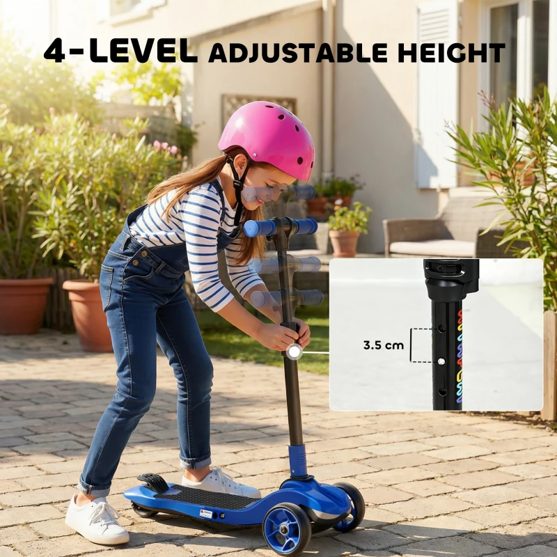 AIYAPLAY Three-Wheel Foldable Electric Scooter for Kids Aged 6-10 Years, Blue