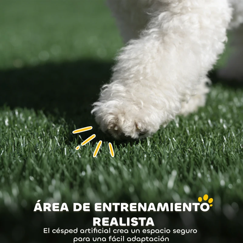 PawHut Inodoro para Perros con Césped Artificial 75x51x36,5 cm con Paredes Altas Bandeja Deslizante y Fácil de Limpiar Negro
